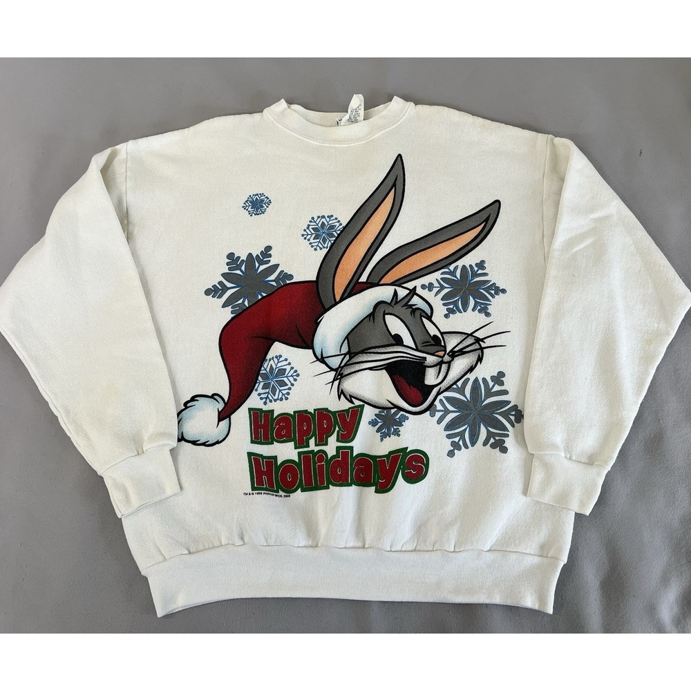 VTG 1996 Looney Tunes Bugs Bunny Sweatshirt - Adult Large Holidays Y2K
